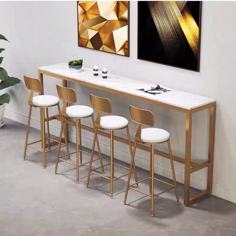 Long Marble bar table chair set