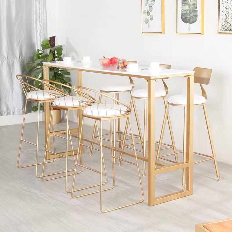 Long Marble bar table chair set