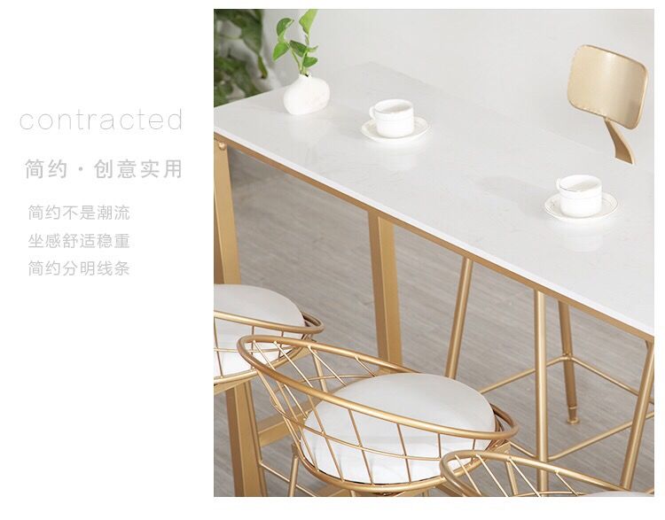 Long Marble bar table chair set