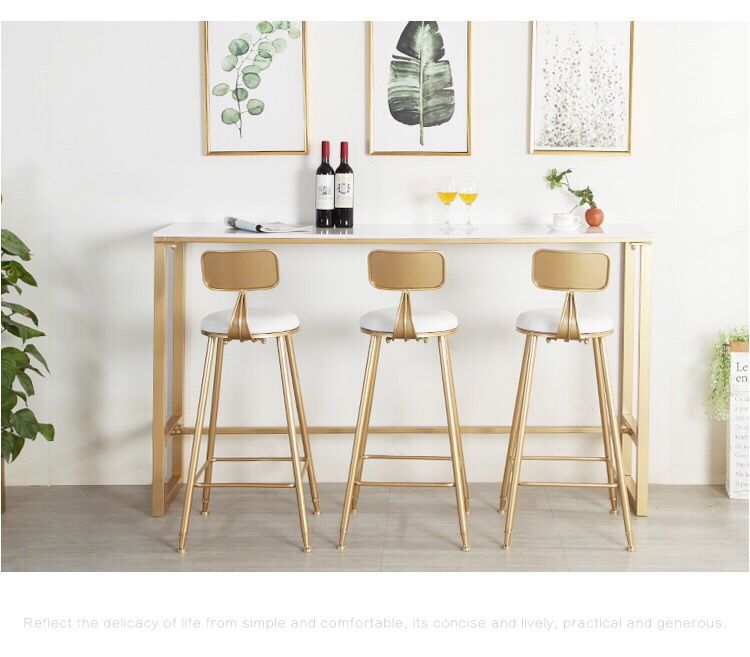 Long Marble bar table chair set