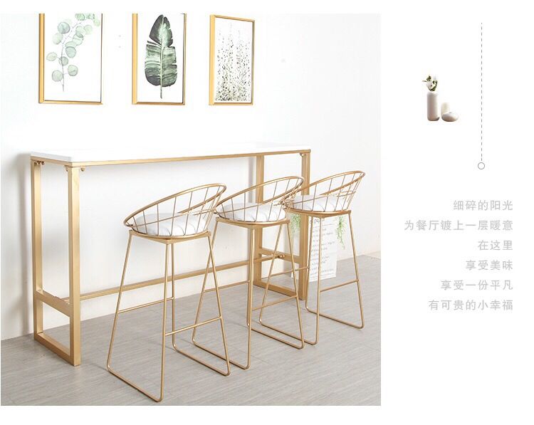 Long Marble bar table chair set