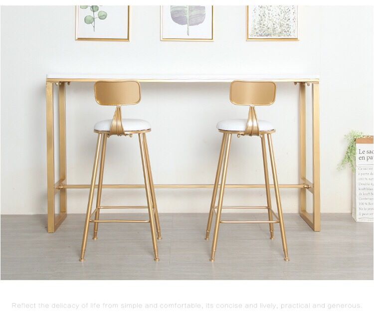 Long Marble bar table chair set