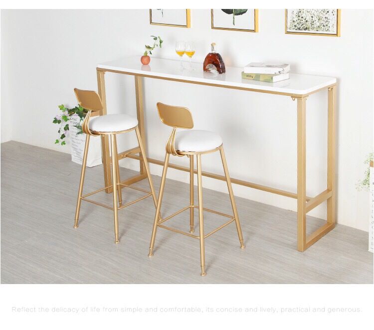 Long Marble bar table chair set