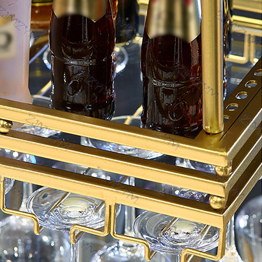 Metal Upside Down Ceiling Hanging Wine Rack for glasses