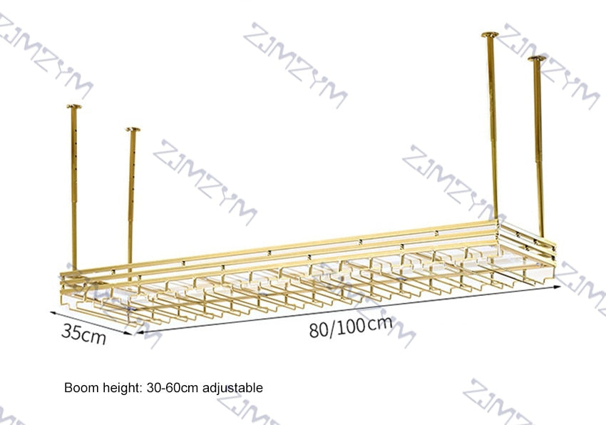 Metal Upside Down Ceiling Hanging Wine Rack for glasses