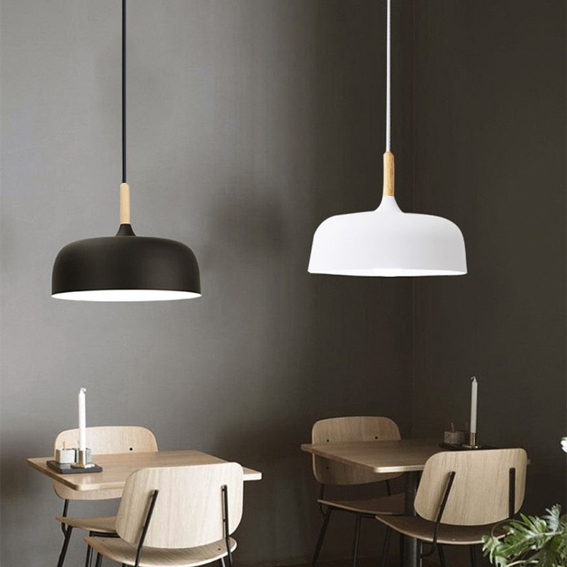 Nordic Modern Ceiling Wood Aluminum E27 Pendant Lights for Home Bar, kitchen/dining room table or pool table