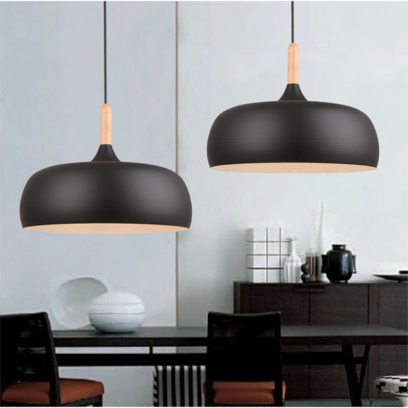Nordic Modern Ceiling Wood Aluminum E27 Pendant Lights for Home Bar, kitchen/dining room table or pool table