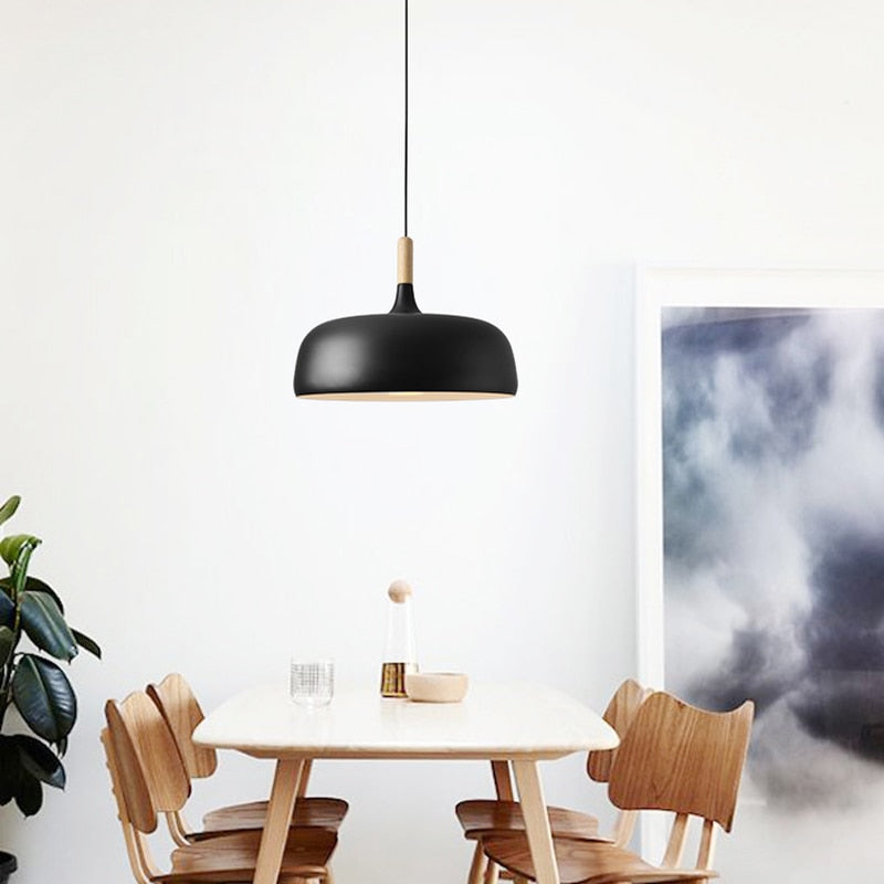 Nordic Modern Ceiling Wood Aluminum E27 Pendant Lights for Home Bar, kitchen/dining room table or pool table