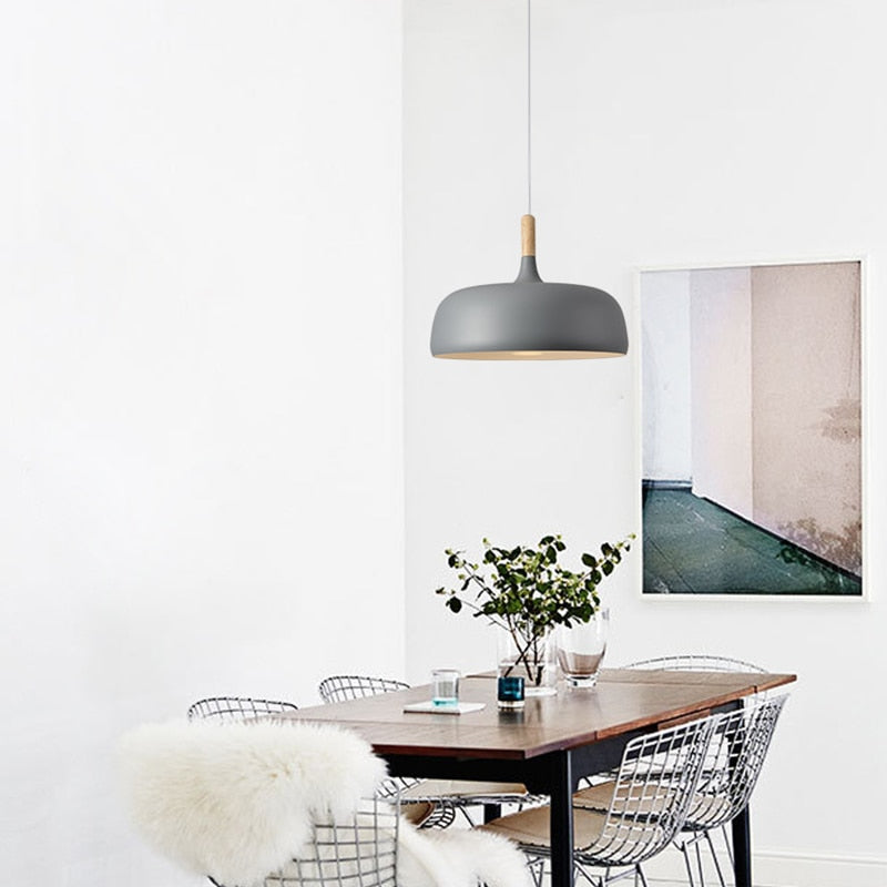 Nordic Modern Ceiling Wood Aluminum E27 Pendant Lights for Home Bar, kitchen/dining room table or pool table