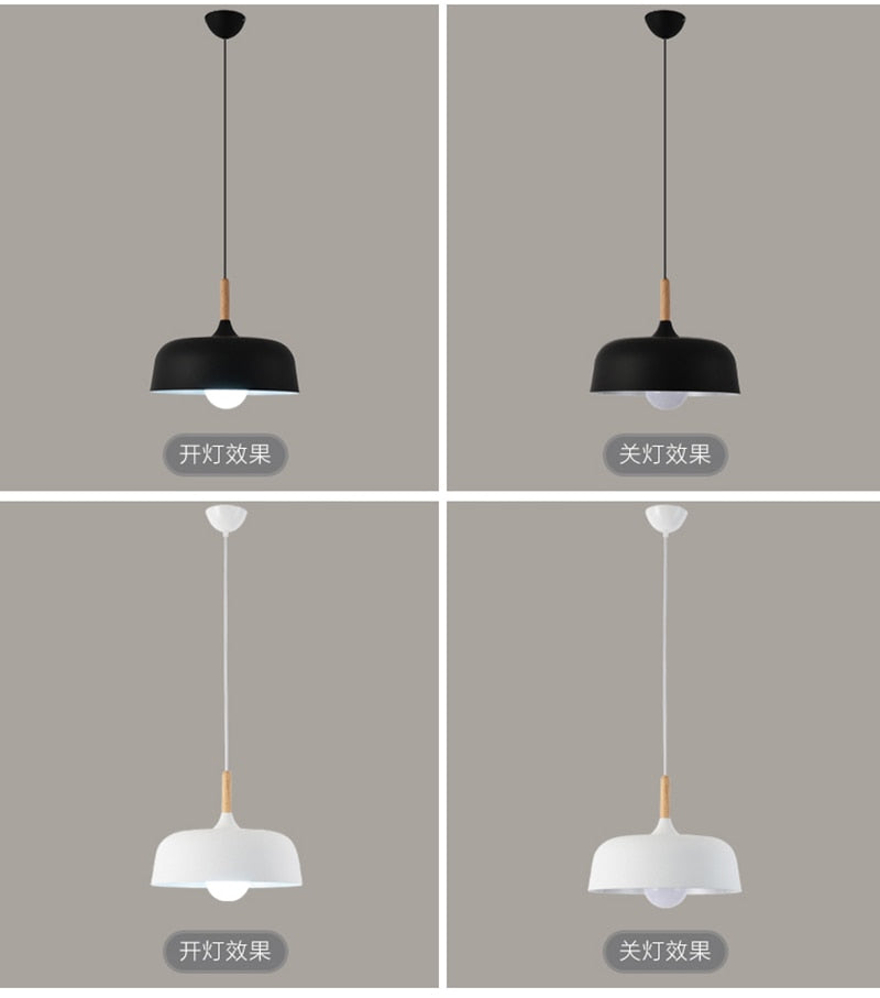 Nordic Modern Ceiling Wood Aluminum E27 Pendant Lights for Home Bar, kitchen/dining room table or pool table