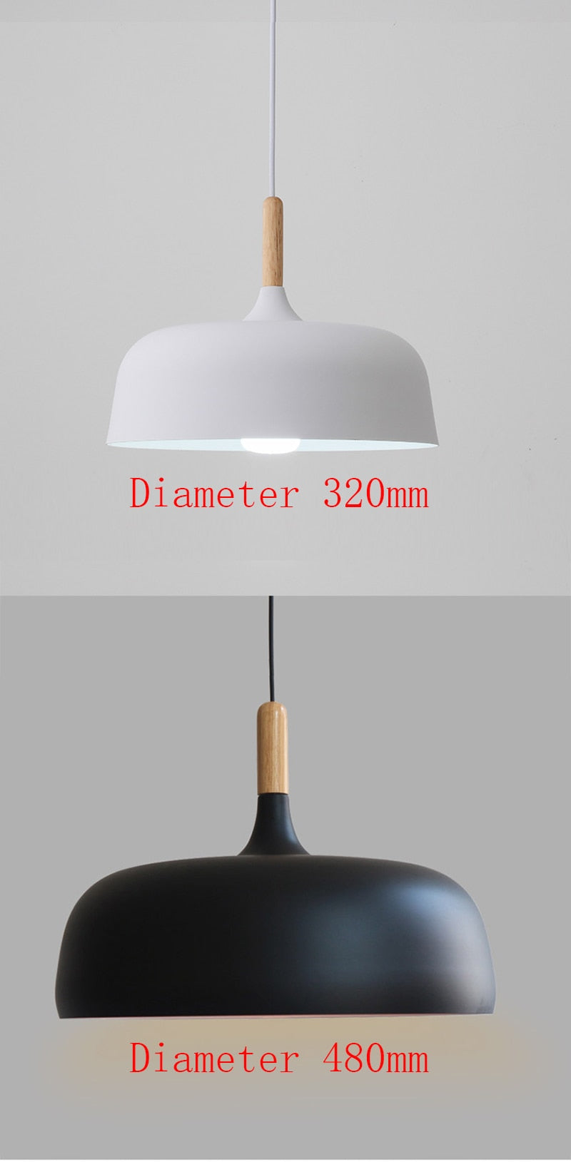 Nordic Modern Ceiling Wood Aluminum E27 Pendant Lights for Home Bar, kitchen/dining room table or pool table
