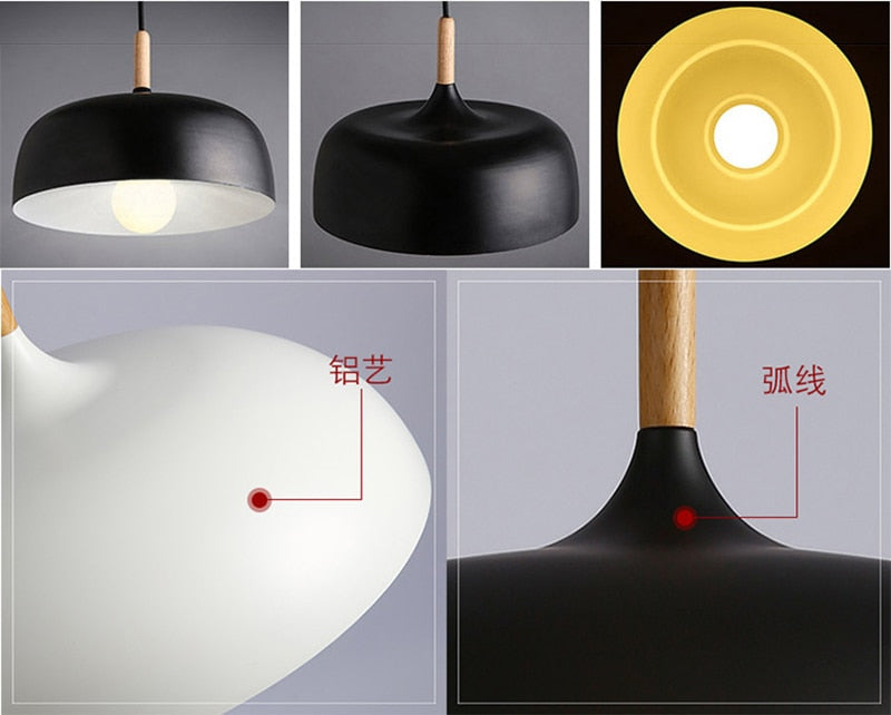 Nordic Modern Ceiling Wood Aluminum E27 Pendant Lights for Home Bar, kitchen/dining room table or pool table