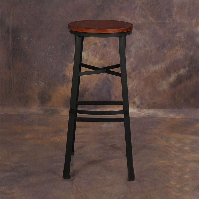 American Retro Industrial Casual Bar Stool made with Solid Wood