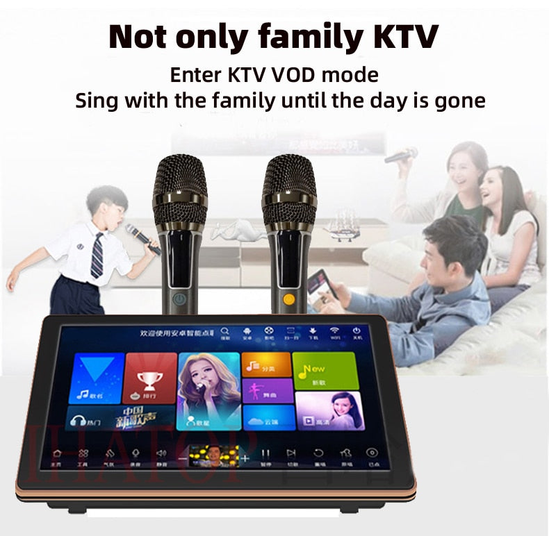 15.6-inch Karaoke system with wireless microphone and portable touchscreen for tv