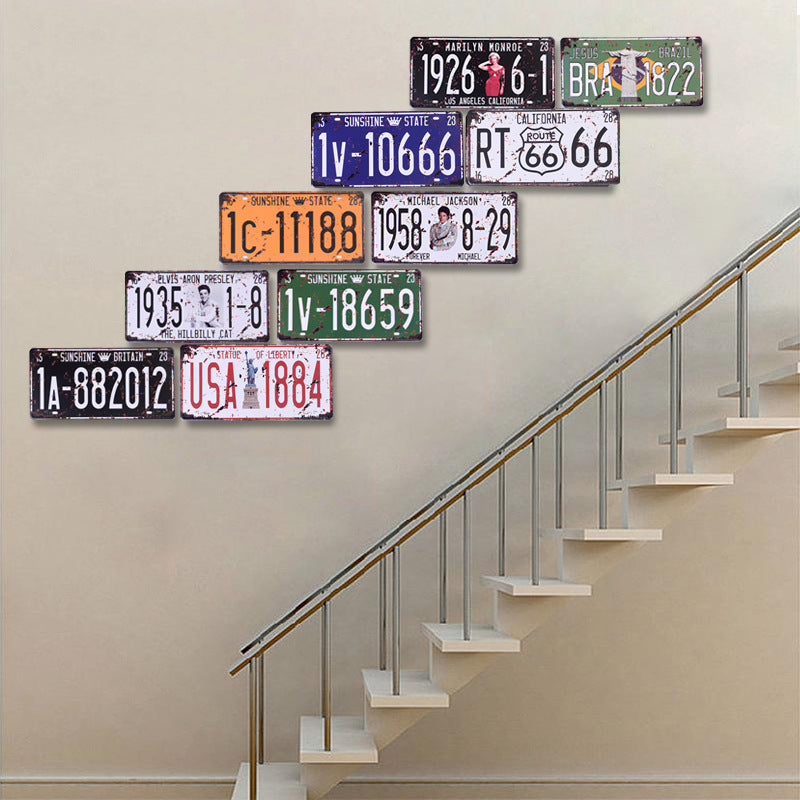 Billiard room decoration license plates