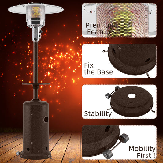 46000 BTU Commercial Bronze Outdoor Patio Heater With Wheels Tray, 87-in