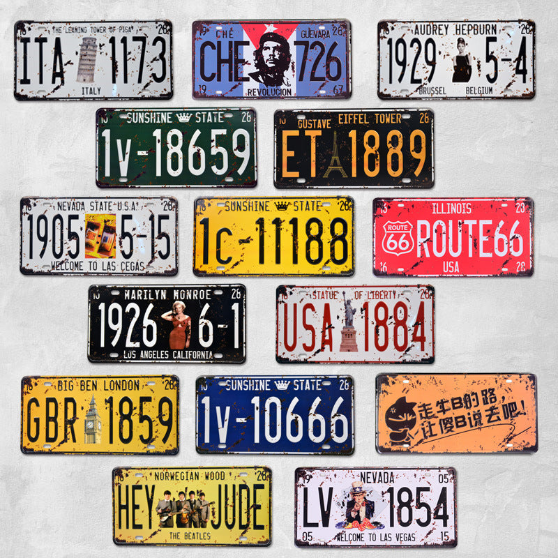 Billiard room decoration license plates