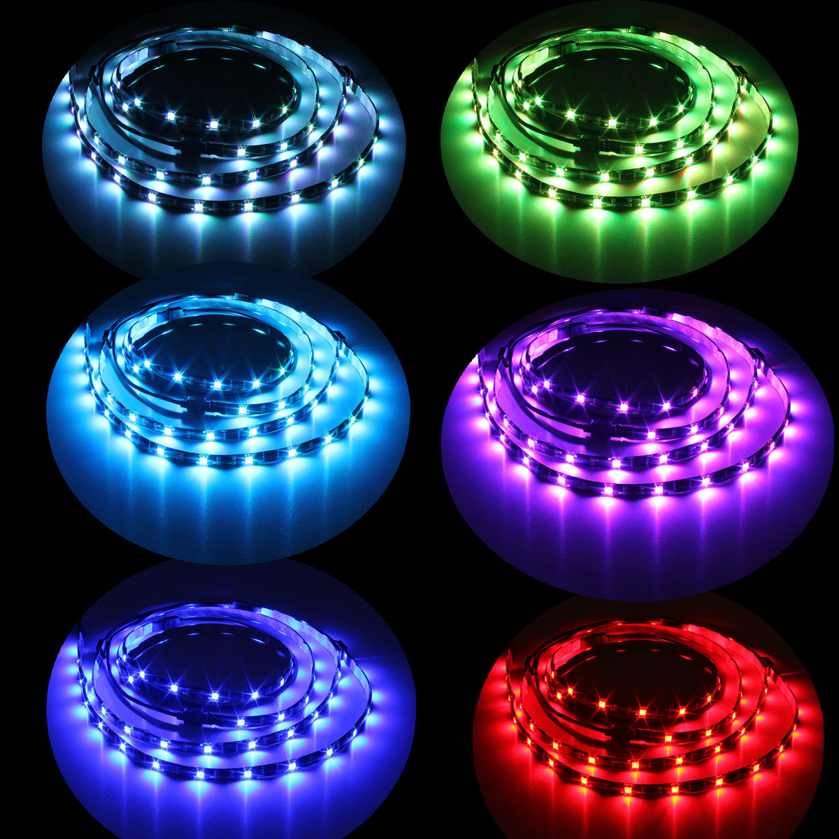 DC12V 4PCS 50CM Waterproof LED Strip Light RGB Outdoor Lamp + 24Keys Remote Control + Power Adapter