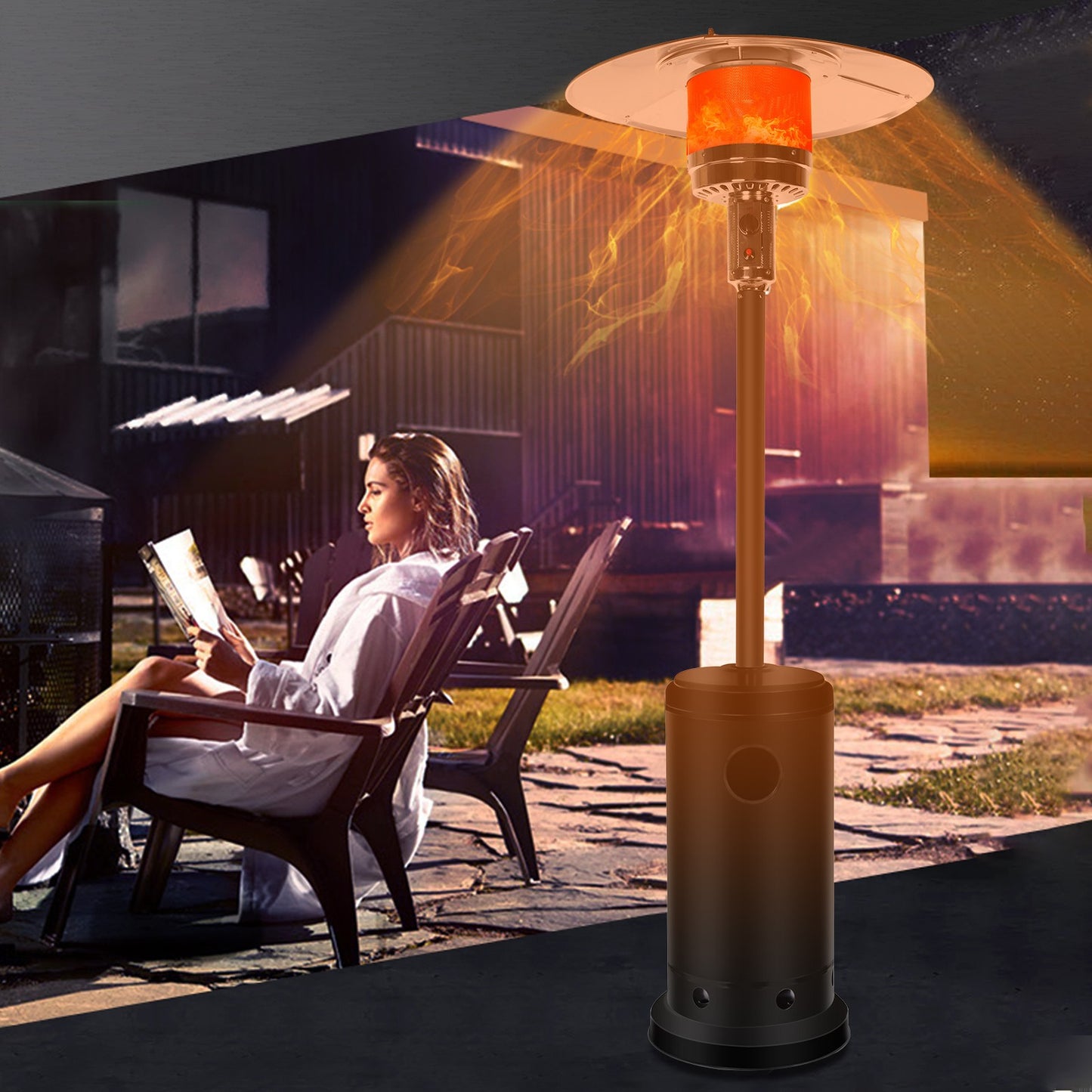 Outdoor Patio Heater With Wheels,Propane 46,000 BTU Premium Outdoor Patio Heater