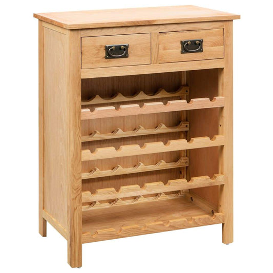 vidaXL Wine Cabinet Solid Oak Wood Storage Bottle Holder White/Light Wood