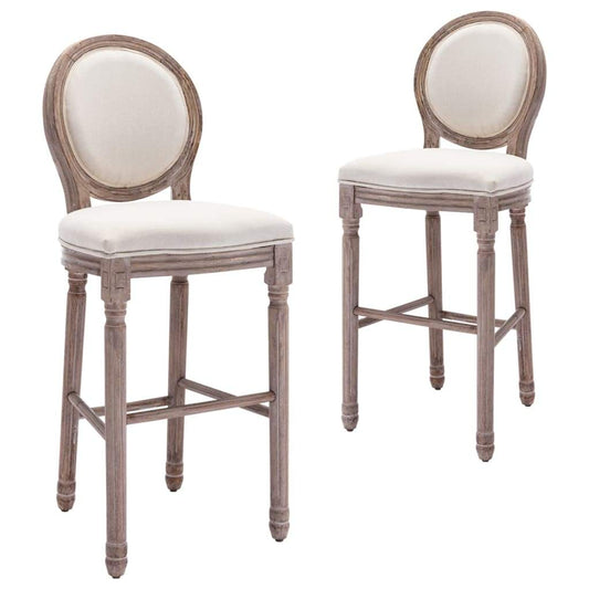 vidaXL Bar Stools 2 pcs Cream White Linen