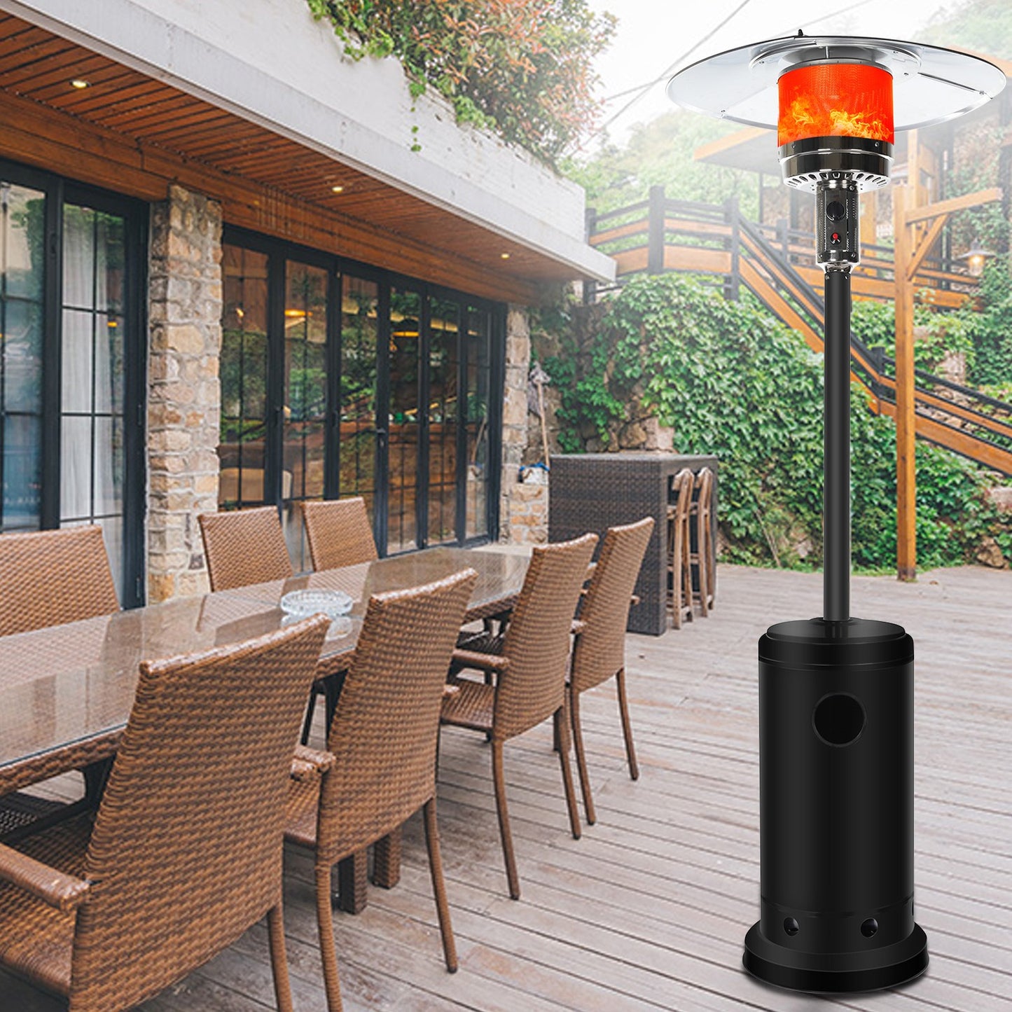 Outdoor Patio Heater With Wheels,Propane 46,000 BTU Premium Outdoor Patio Heater