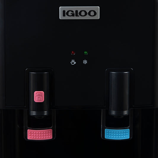 Igloo IWCTL352CHBKS Hot & Cold Top Loading Water Dispenser, Black with Child Safety