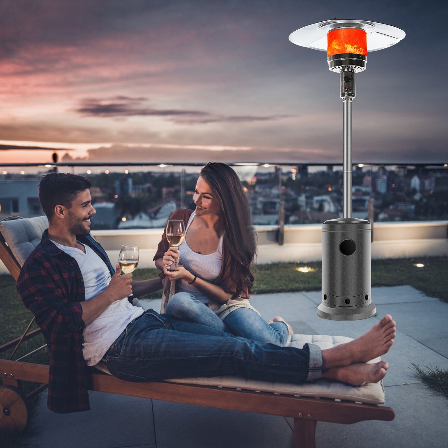 Outdoor Patio Heater With Wheels,Propane 46,000 BTU Premium Outdoor Patio Heater