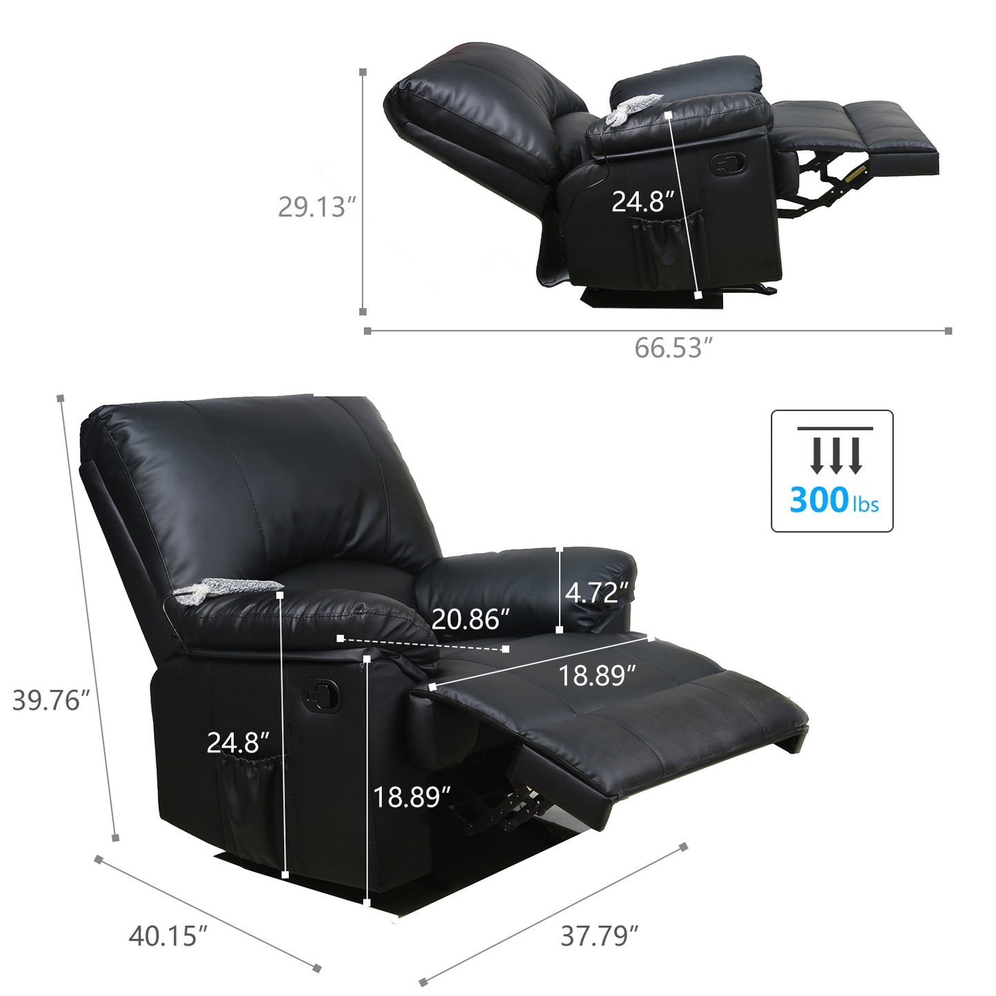 Free Shipping Recliner Chair Massage Rocker with Heated Modern PU Leather Single Sofa Seat  Living Room Chair