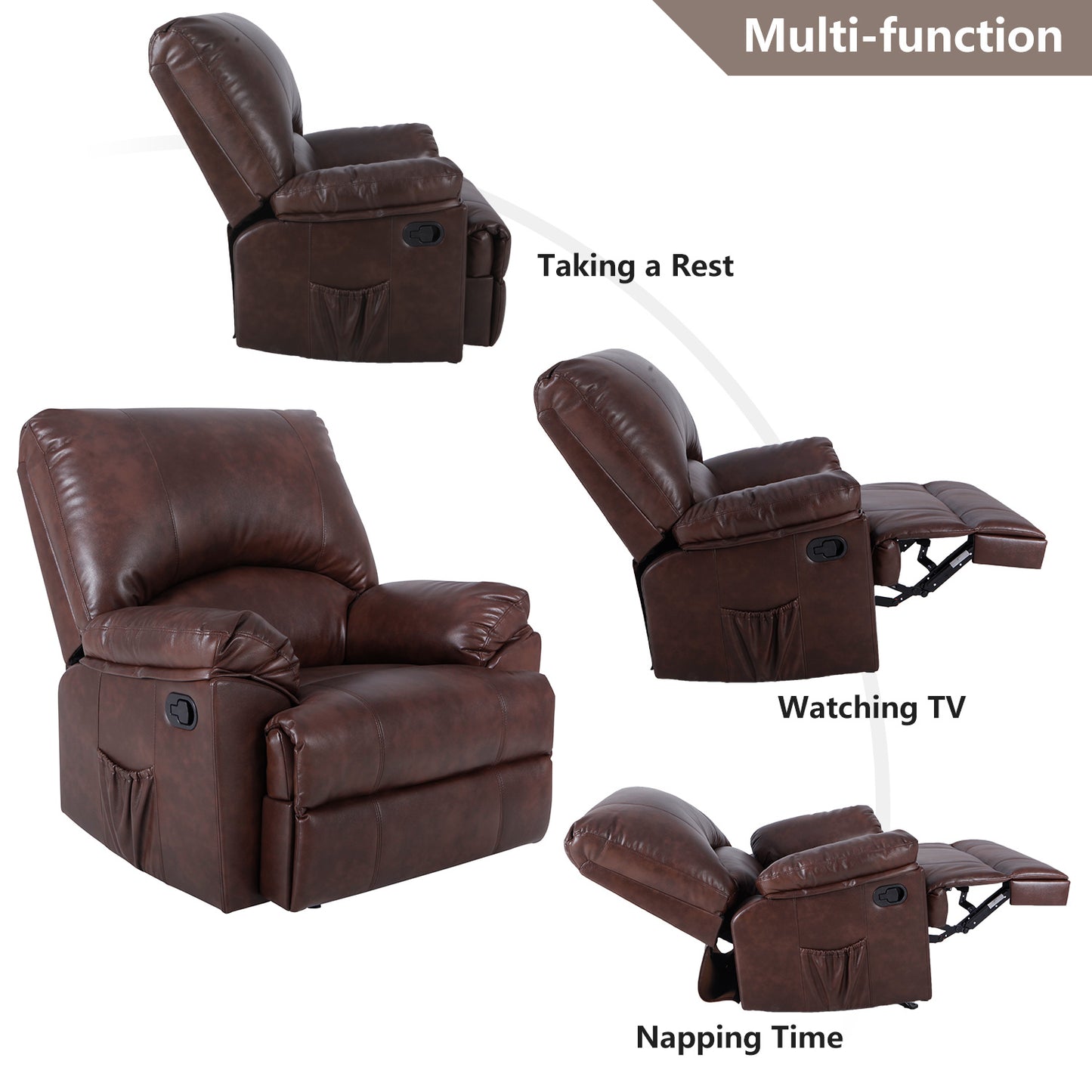 Free Shipping Recliner Chair Massage Rocker with Heated Modern PU Leather Single Sofa Seat  Living Room Chair