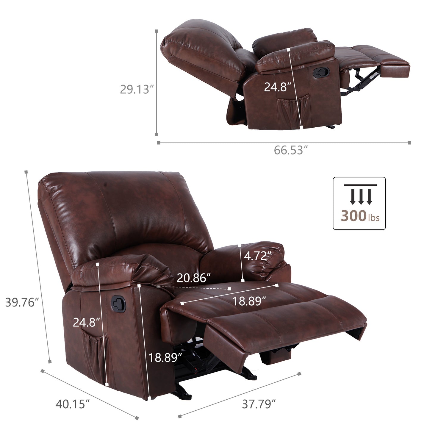 Free Shipping Recliner Chair Massage Rocker with Heated Modern PU Leather Single Sofa Seat  Living Room Chair