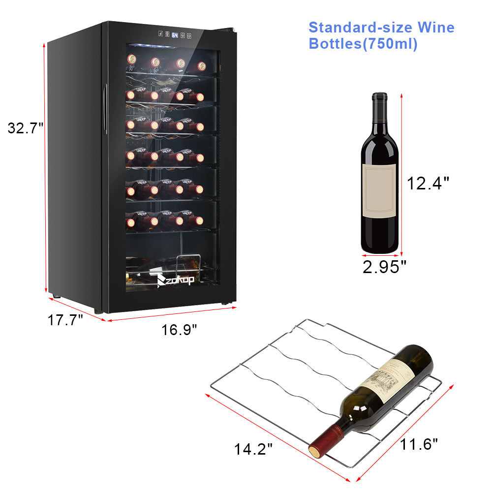 28 Bottle Mini Fridge Wine and Beverage Refrigerator