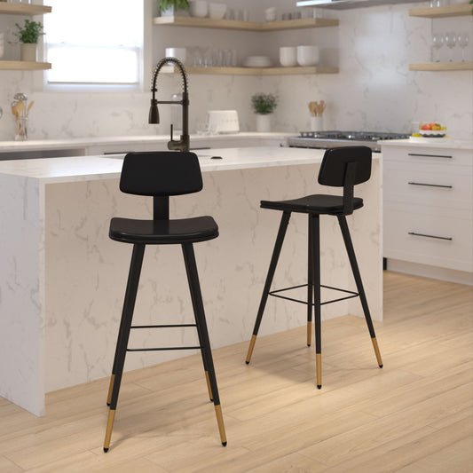 These cutting-edge modern commercial grade bar stools with gold tips will stand out in your Home Bar, bistro or pub.