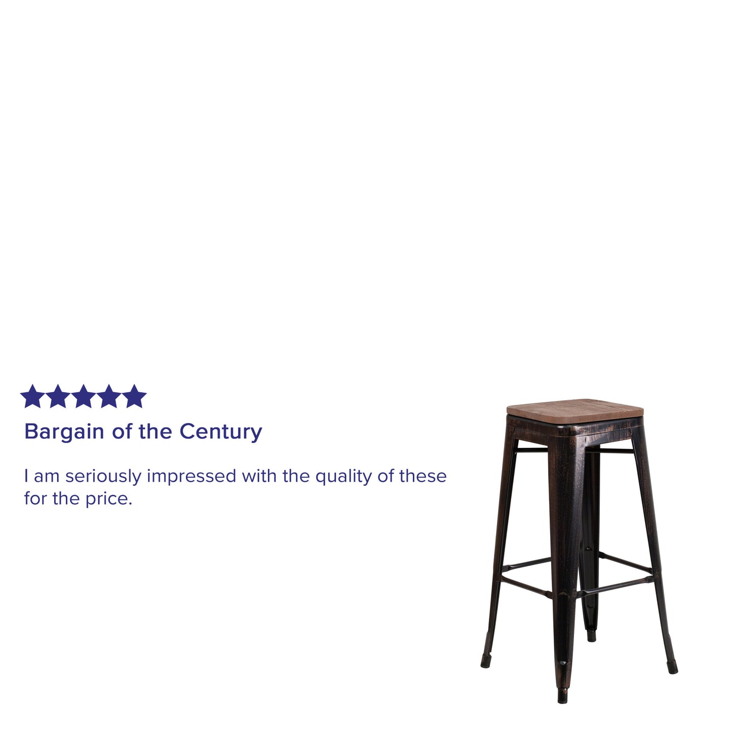 4 Pack 30" High Backless Metal Barstool with Square Wood Seat