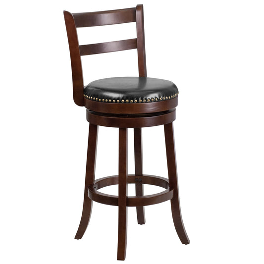 This beautiful bar stool with a soft comfortable leather seat would be a great addition to a home bar, coffee bar or to your kitchen island. Relax and have a drink or espresso with family and friends.