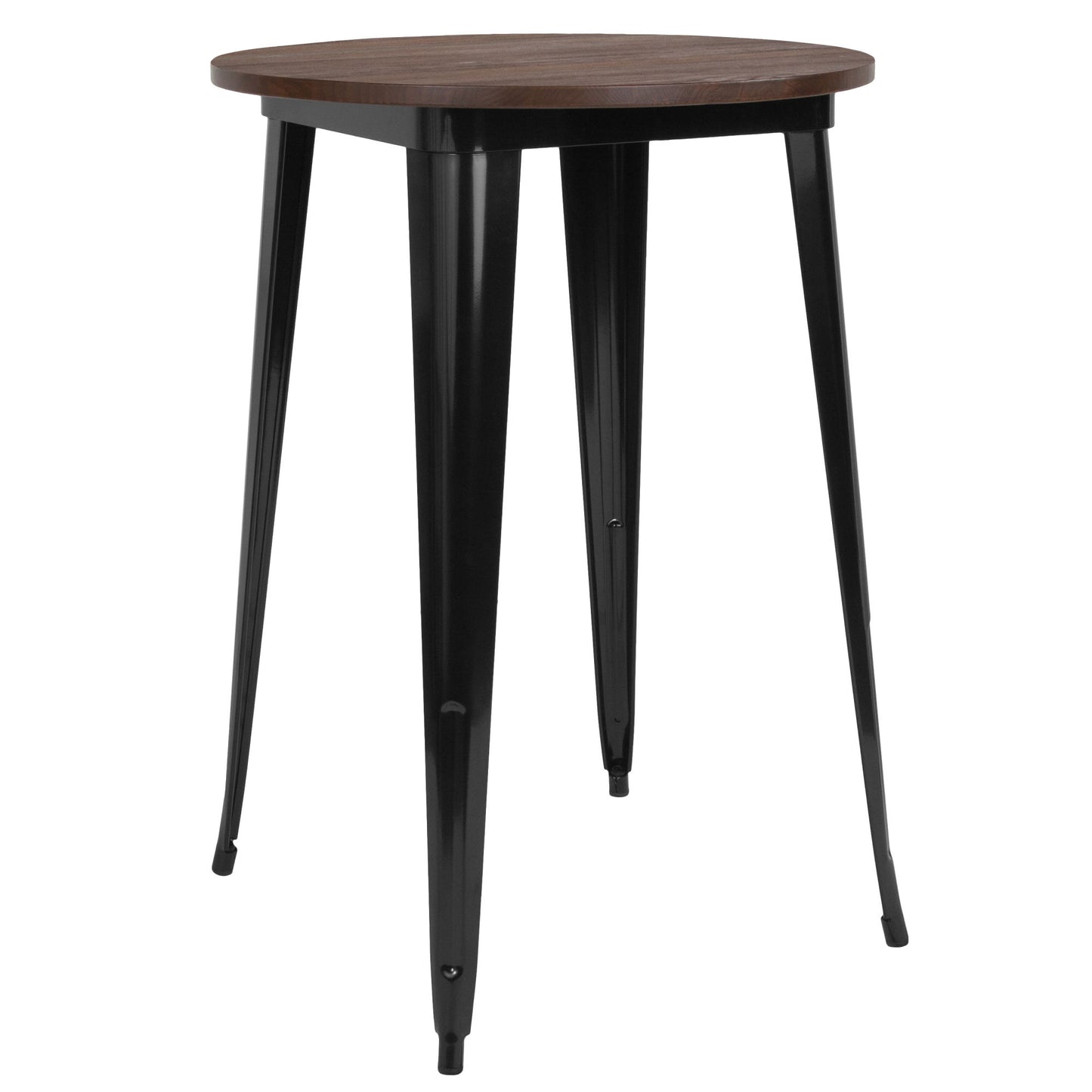 30" Round Metal Indoor Bar Height Table with Rustic Wood Top