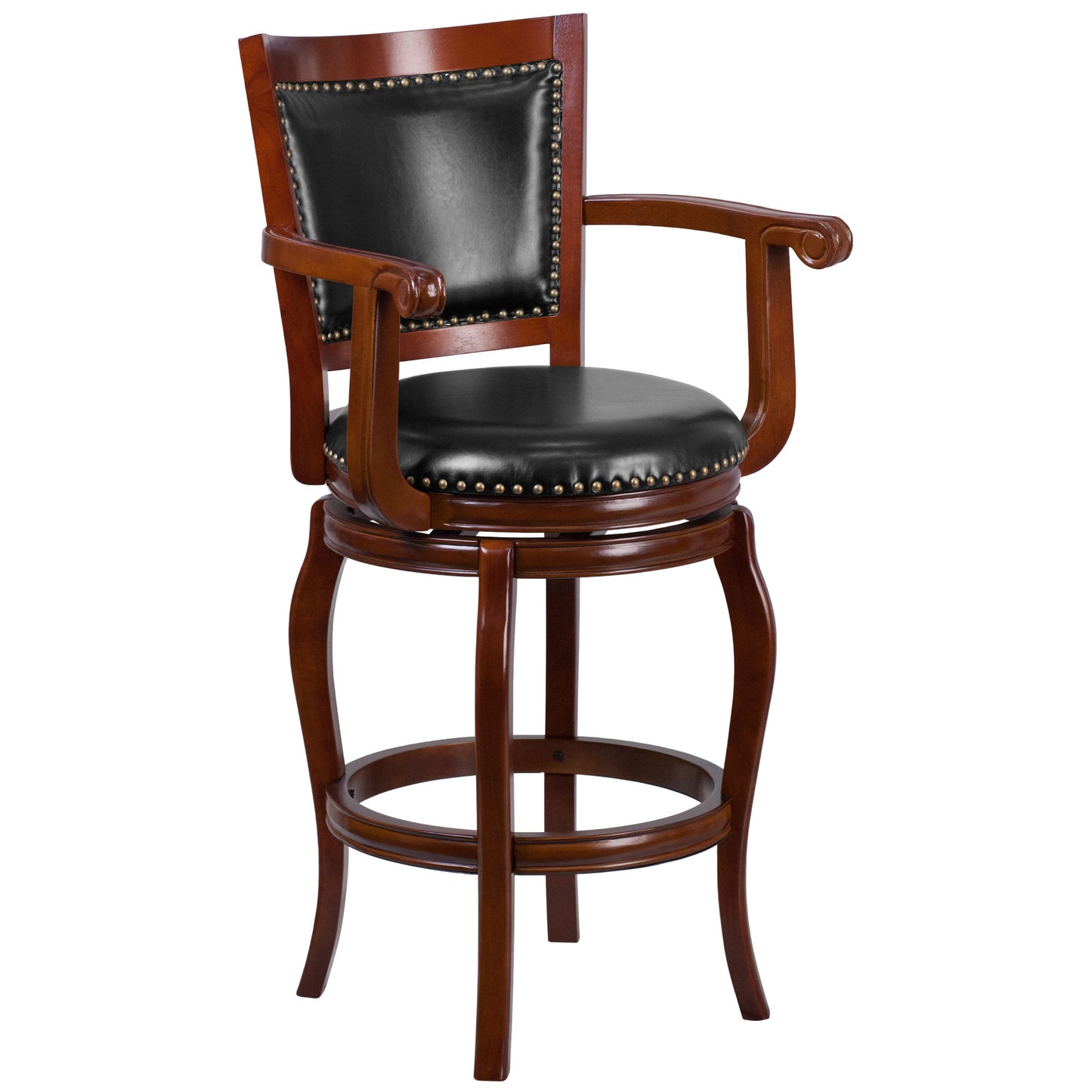 This beautiful and comfortable barstool has soft leather to relax and sit back in while having a drink at your home bar or an Espresso relaxing with friends.