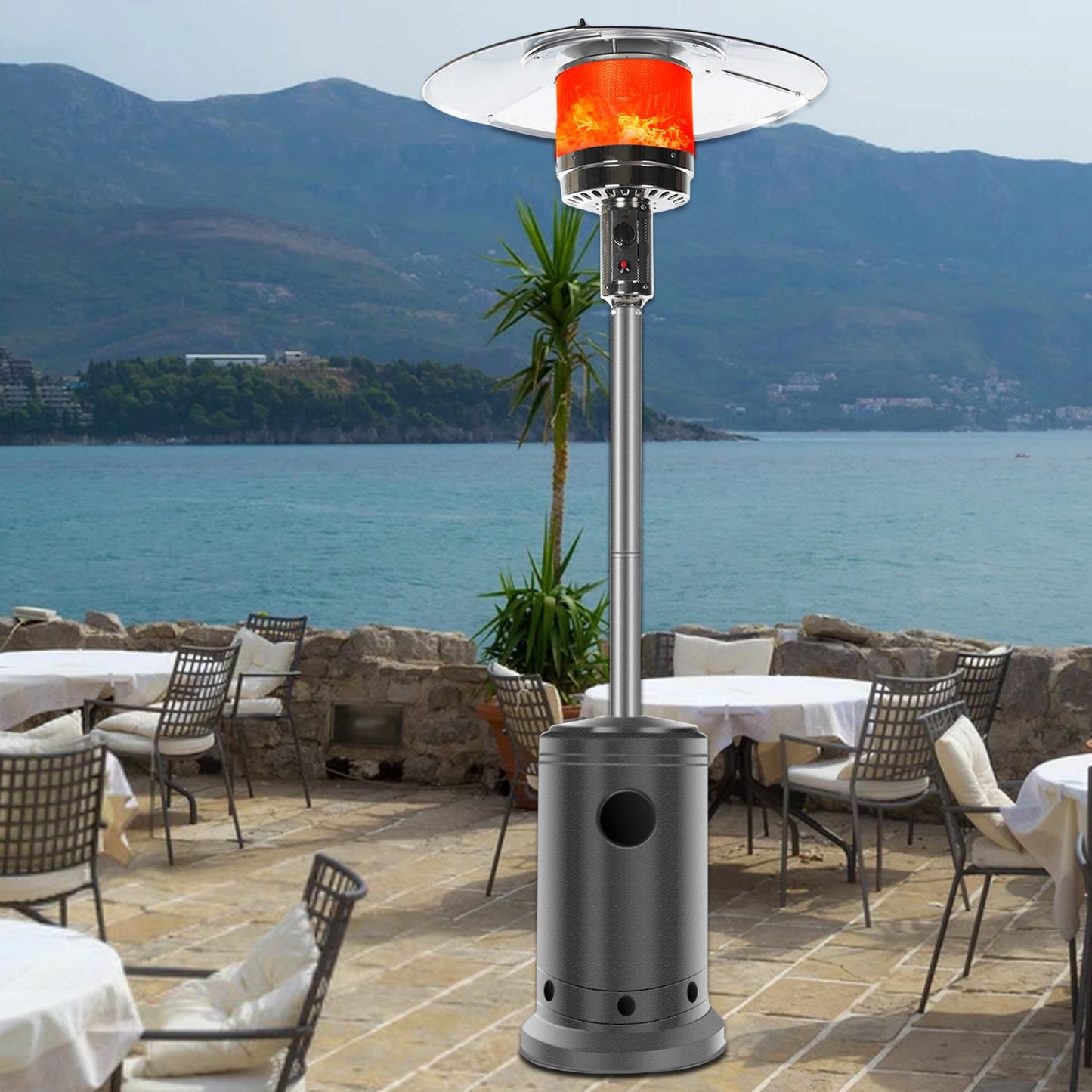 Outdoor Patio Heater With Wheels,Propane 46,000 BTU Premium Outdoor Patio Heater