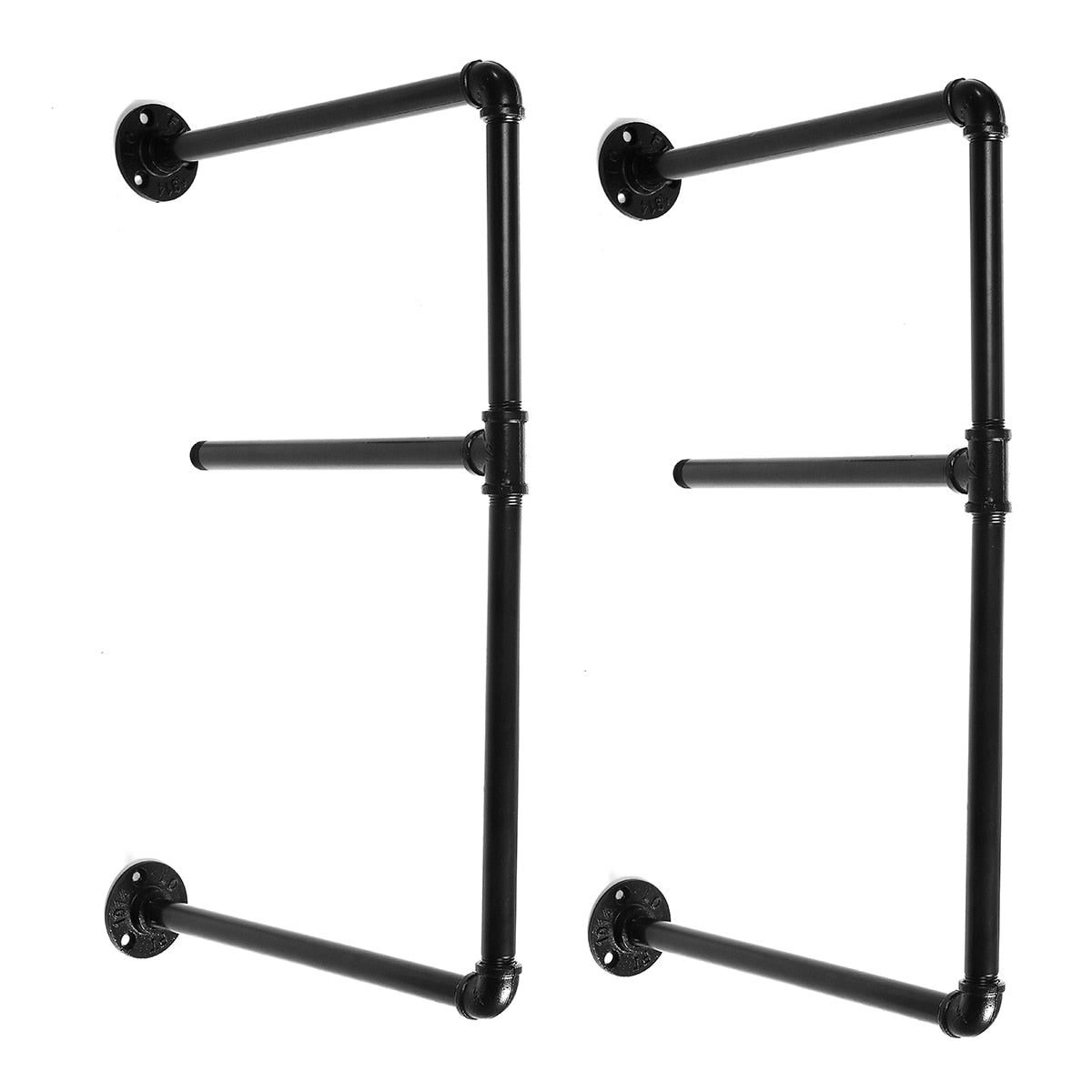 2 PCS 2 Tier Wall Shelf w/ Iron Pipe