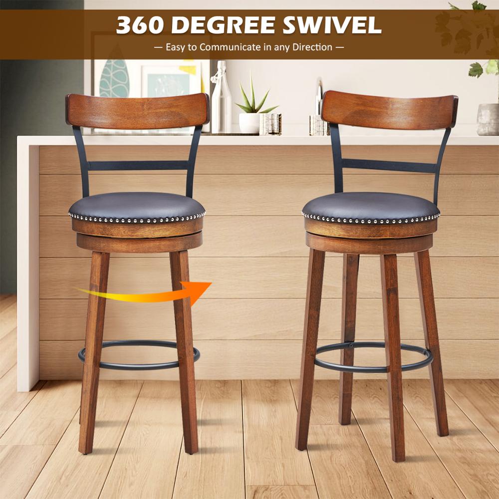 30.5" BarStool Swivel Pub Height Kitchen/Dining/Bar Chair with Rubber Wood Legs