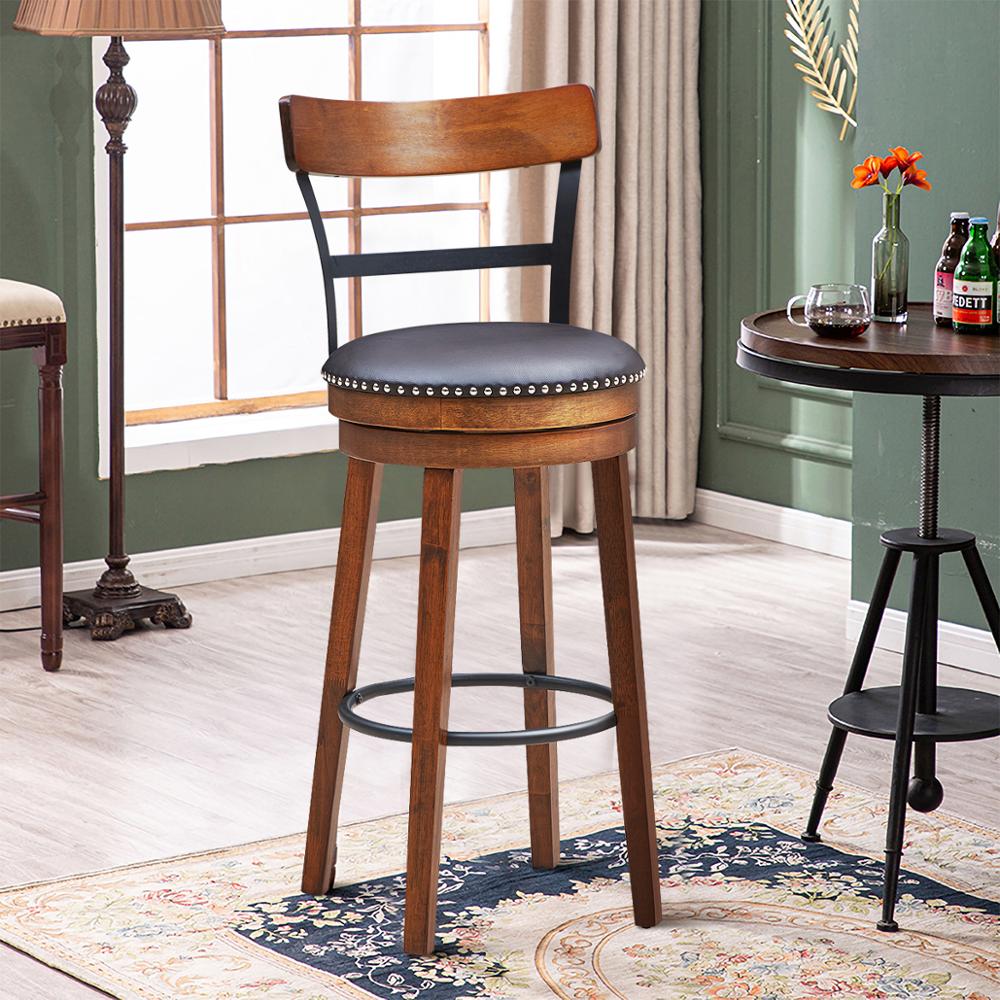 30.5" BarStool Swivel Pub Height Kitchen/Dining/Bar Chair with Rubber Wood Legs