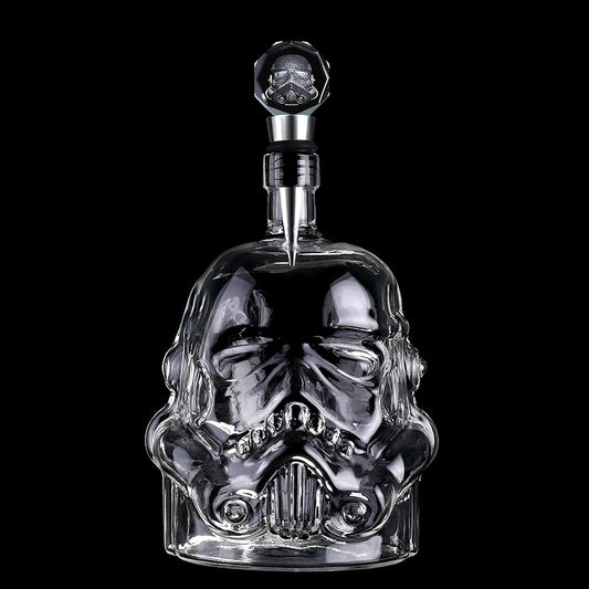 Storm Trooper Helmet Whiskey Decanter and glasses