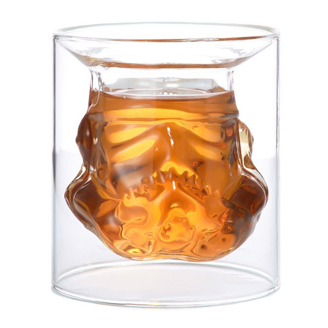 Storm Trooper Helmet Whiskey Decanter and glasses