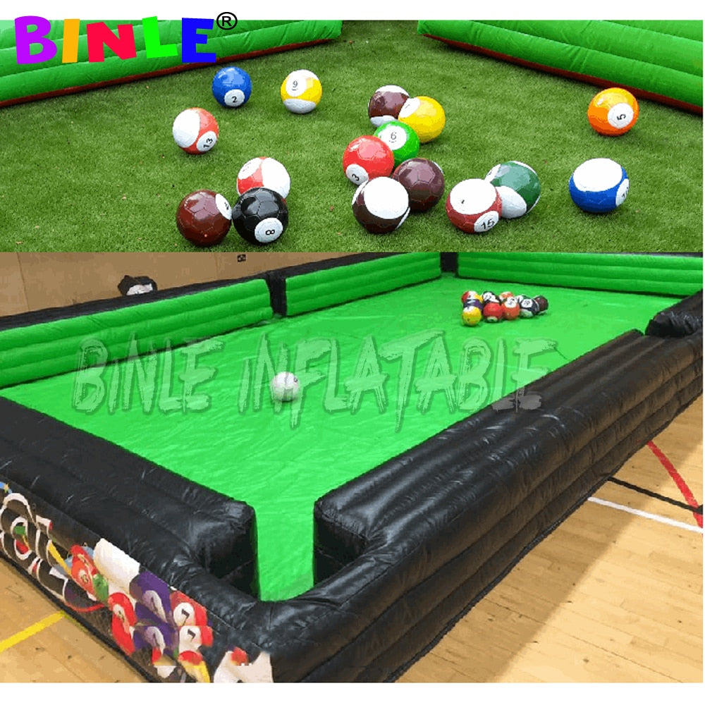 Outdoor competition game kick shoot inflatable football pool human billiards Inflatable soccer snooker pool table