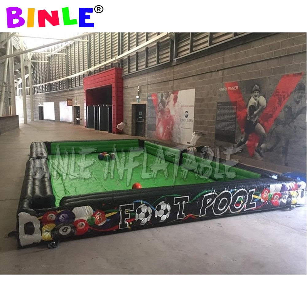 Outdoor competition game kick shoot inflatable football pool human billiards Inflatable soccer snooker pool table