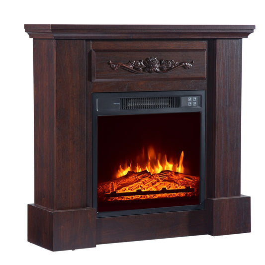 32 Inch Brown Wood Fireplace Cabinet 1400W With Remote Control