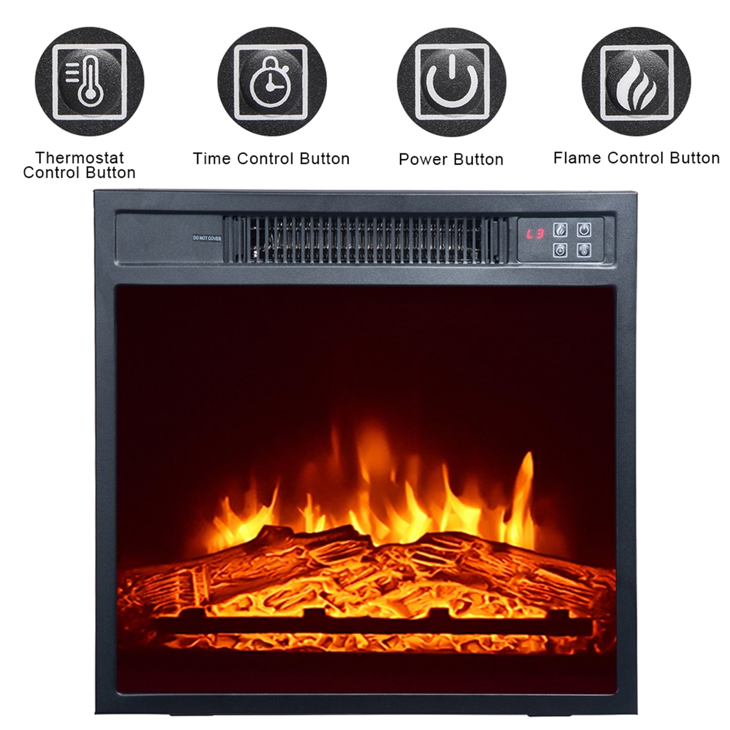 32 Inch Brown Wood Fireplace Cabinet 1400W With Remote Control