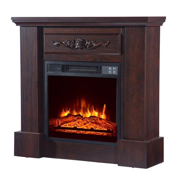 32 Inch Brown Wood Fireplace Cabinet 1400W With Remote Control