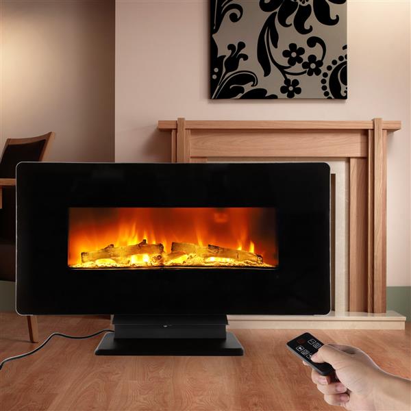 36 inch 1400W Wall Hanging  Electric Fireplace Colorful  Fake Wood   Heating Wire with Small Remote Control