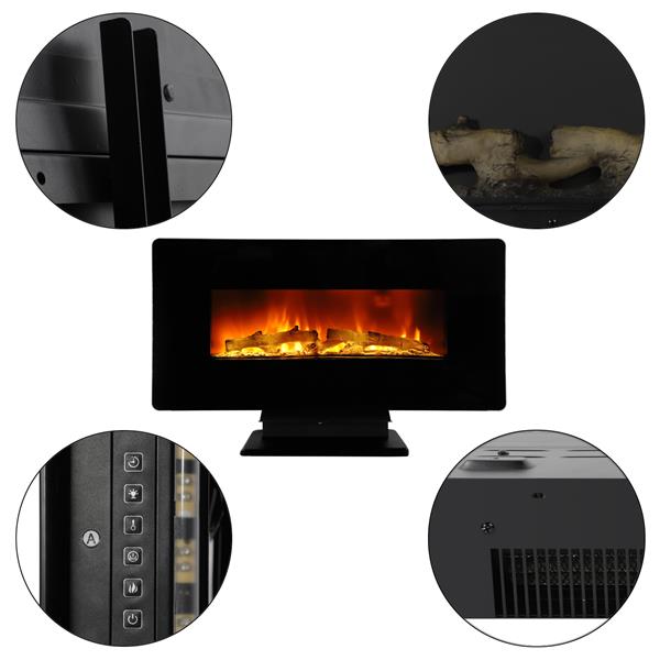 36 inch 1400W Wall Hanging  Electric Fireplace Colorful  Fake Wood   Heating Wire with Small Remote Control